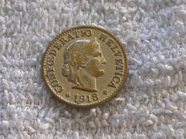 5 centimes/rappen 1918 abart peinte argent