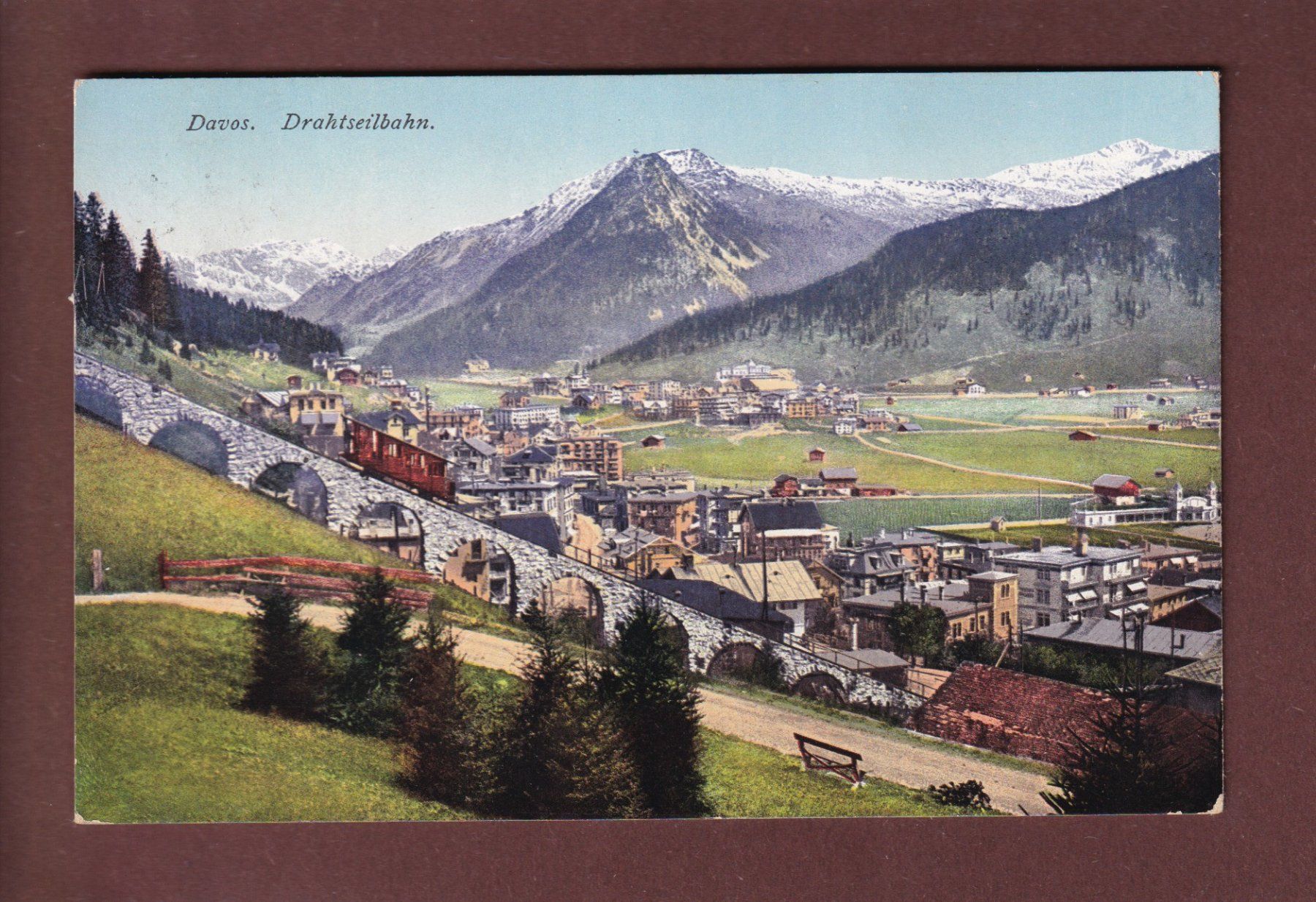 Cartoline postali: DAVOS - Drahtseilbahn - 1916 – Usato da Pully venduto da nicecards