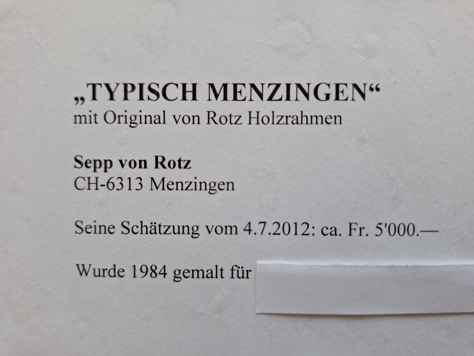 Dipinti: Ölgemälde vom  Kunstmaler Sepp von Rotz (Original) – Usato da Menzingen venduto da e-scooter 3