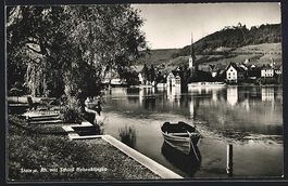 Stein a. Rh., Uferpartie mit Schloss Hoh