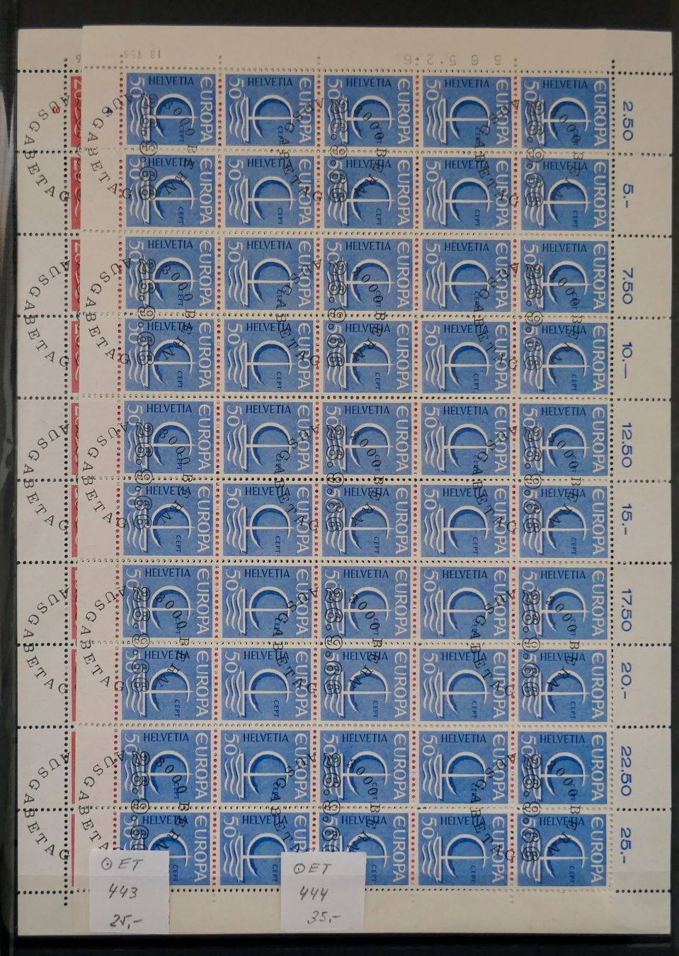 Alle Briefmarken: Lot Viererblöcke/Kleinbögen ET-oder gestempelt 1962 - 1968 – Gebraucht aus Möhlin von PHILABARTIS 5