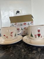 Festive Christmas Coffee Cups & Saucers Set - Brand New!