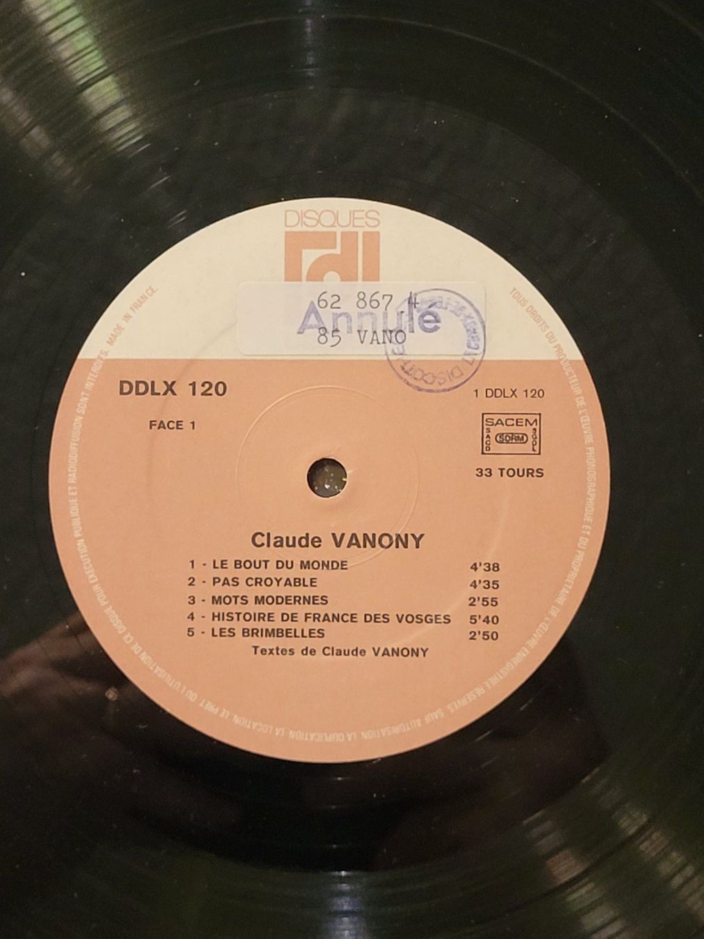 Schallplatten: Disque Vinyle 33t Claude Vanony "mmm...les brimbelles" – Gebraucht aus la Chaux-de-Fonds von Lampe 4