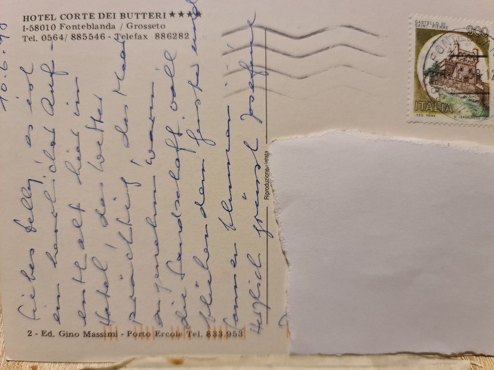 Cartoline postali: Ansichtskarte Corte dei Butteri Fonteblanda – Usato da Dintikon venduto da Vexi 1