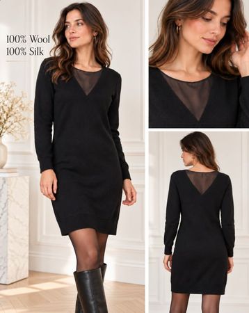 Robe  Club Monako en laine et soie noire, L-M