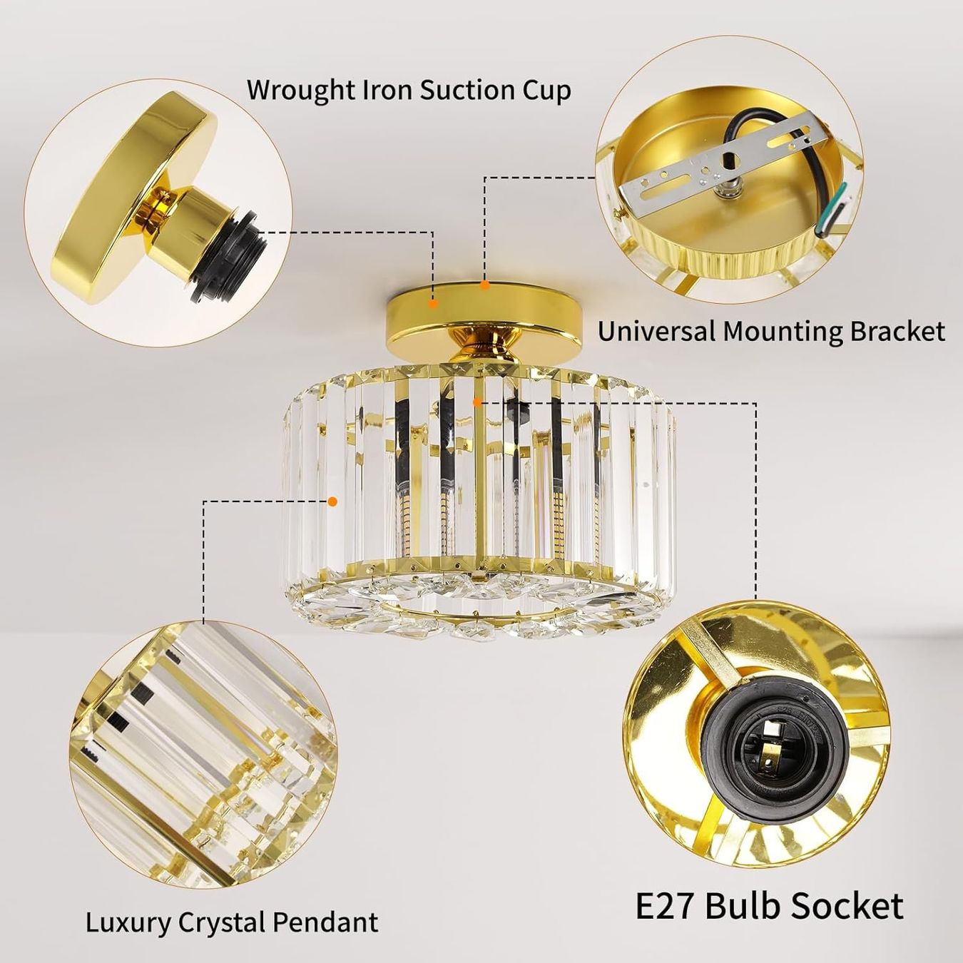 Lampadari & plafoniere: Deckenlampe Deckenleuchte Kristall Golden Wohnzimmerlampe – Nuovo e nell'imballaggio originale da Wittenbach venduto da VELARO 5