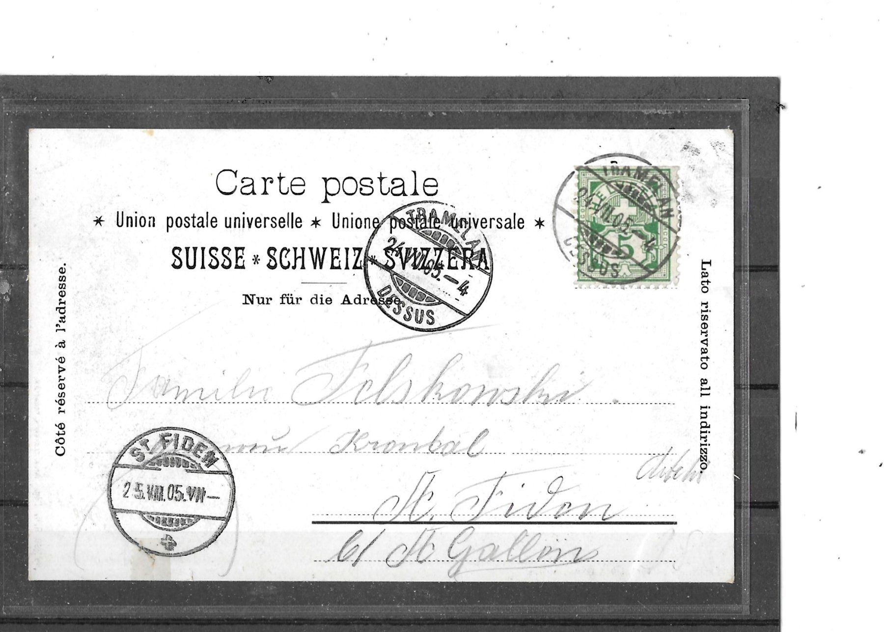 Cartoline postali: BE Tramelan 1905 – Usato da Schocherswil venduto da Wilare 1