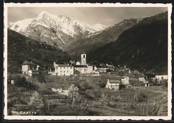 Cartoline postali: Contra, Ortspartie mit Kirche im Gebirge – Usato da Berlin venduto da bartko-reher