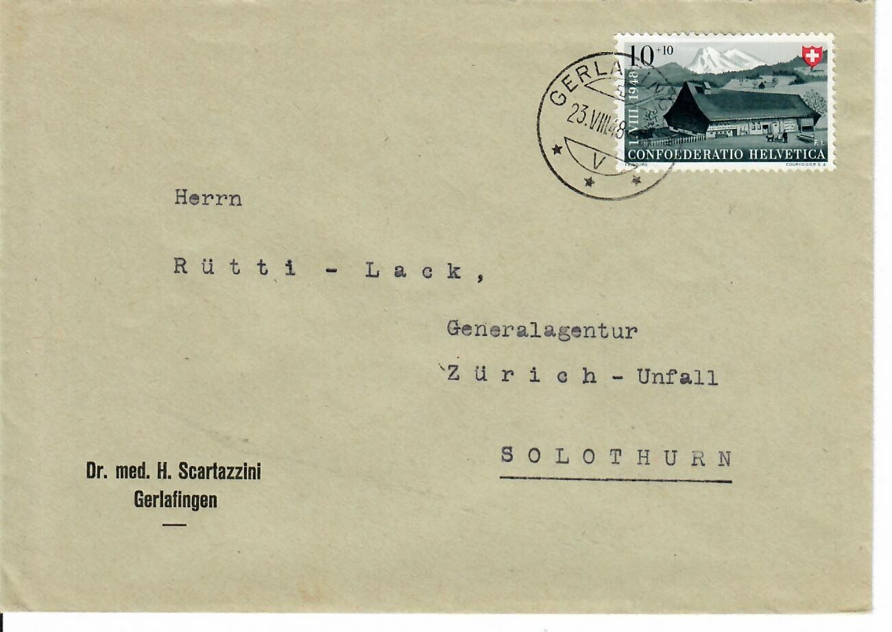 Tous les timbres: Brief, Gerlafingen 1948 – D'occasion à Hochdorf par Ziegel-16