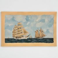Belle peinture de marine signée H.Kim - Huile sur carton