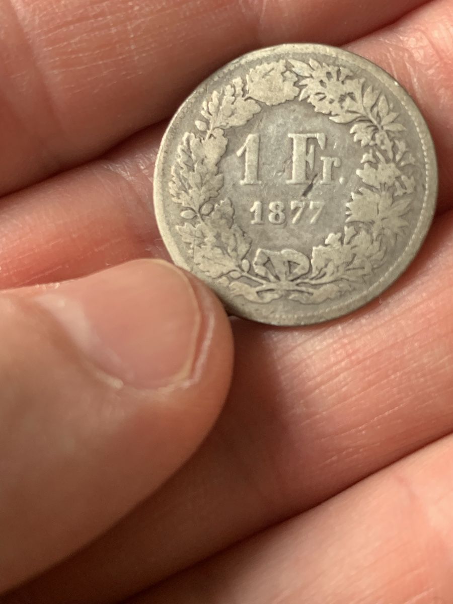 Tutti le monete: Schweizer 1 Franken Münze,  1877, Silber – Usato da Lyss venduto da nekoreh 2