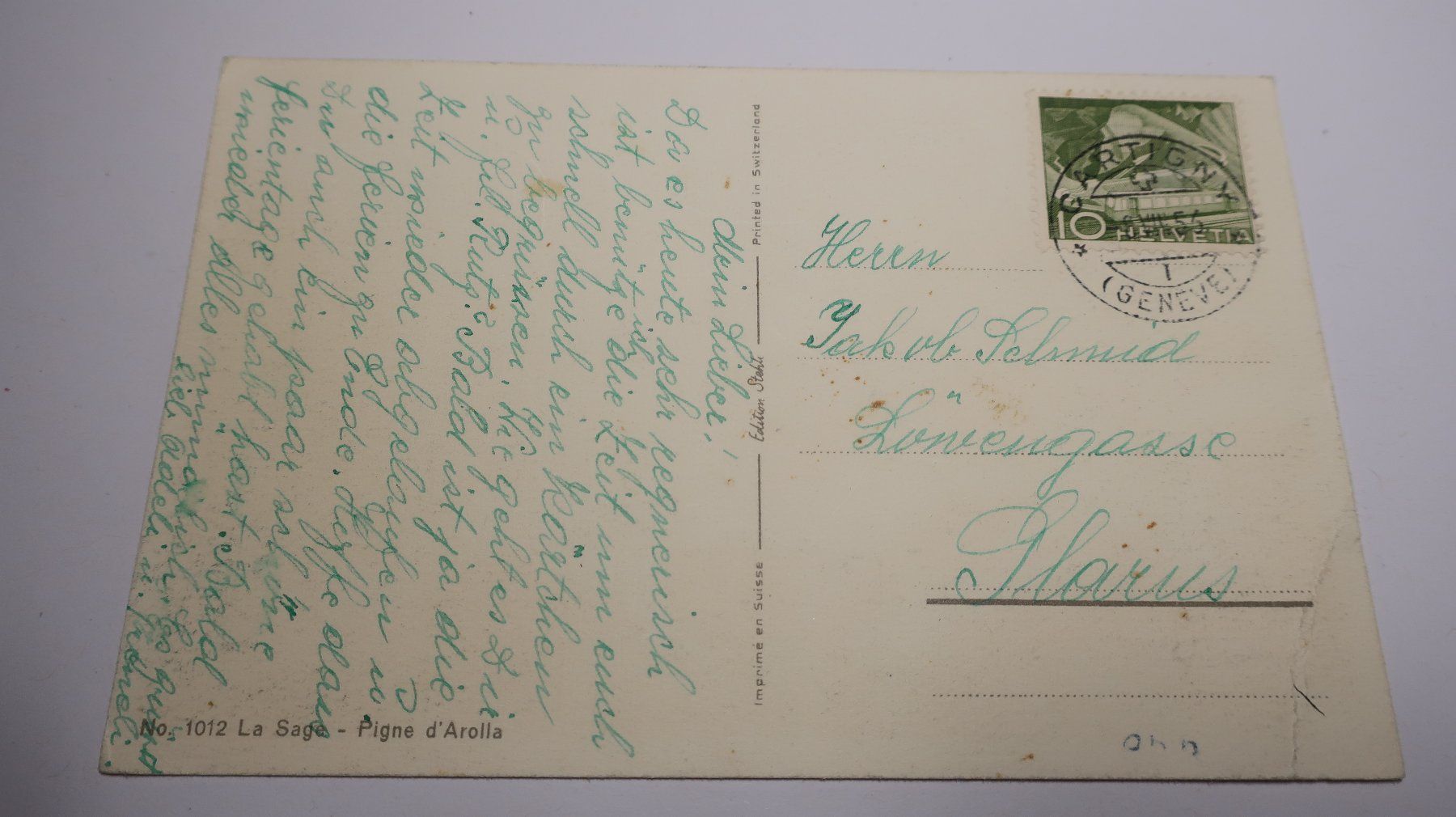 Cartoline postali: La Sage Pigne d'arolla  1956 – Usato da Cormoret venduto da Pascalll2001 3