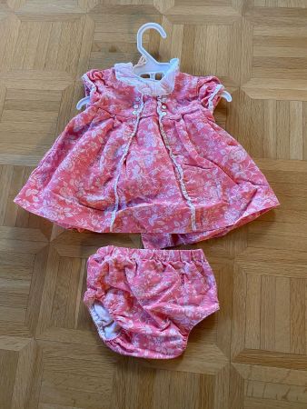 Baby Kleid mit Windelhose rosa Blumenmuster Gr. 74