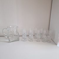 Karaffe mit Gläser, Kristallglas, Top Zustand, Vintage