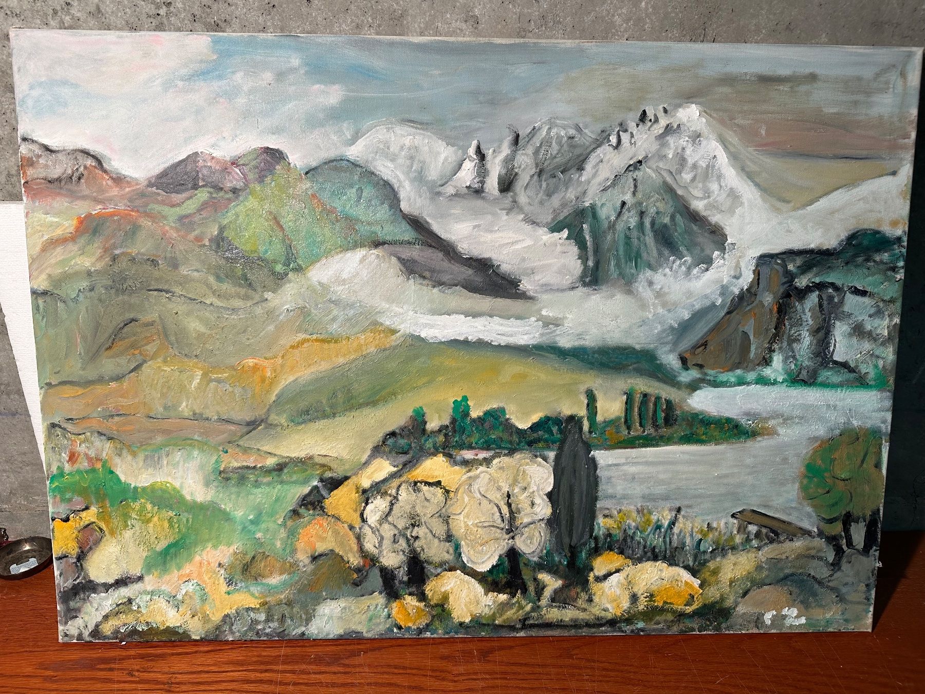 Dipinti: Ölgemälde Landschaft Berge See – Usato da Lausanne venduto da vas_mbk2 1