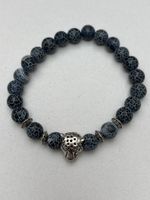 Coole Unisex Tigerkopf-Armband aus Steinperlen, Schwarz!