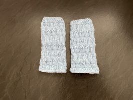 Handgestrickte Pulswärmer- Amedisli - Hellblau