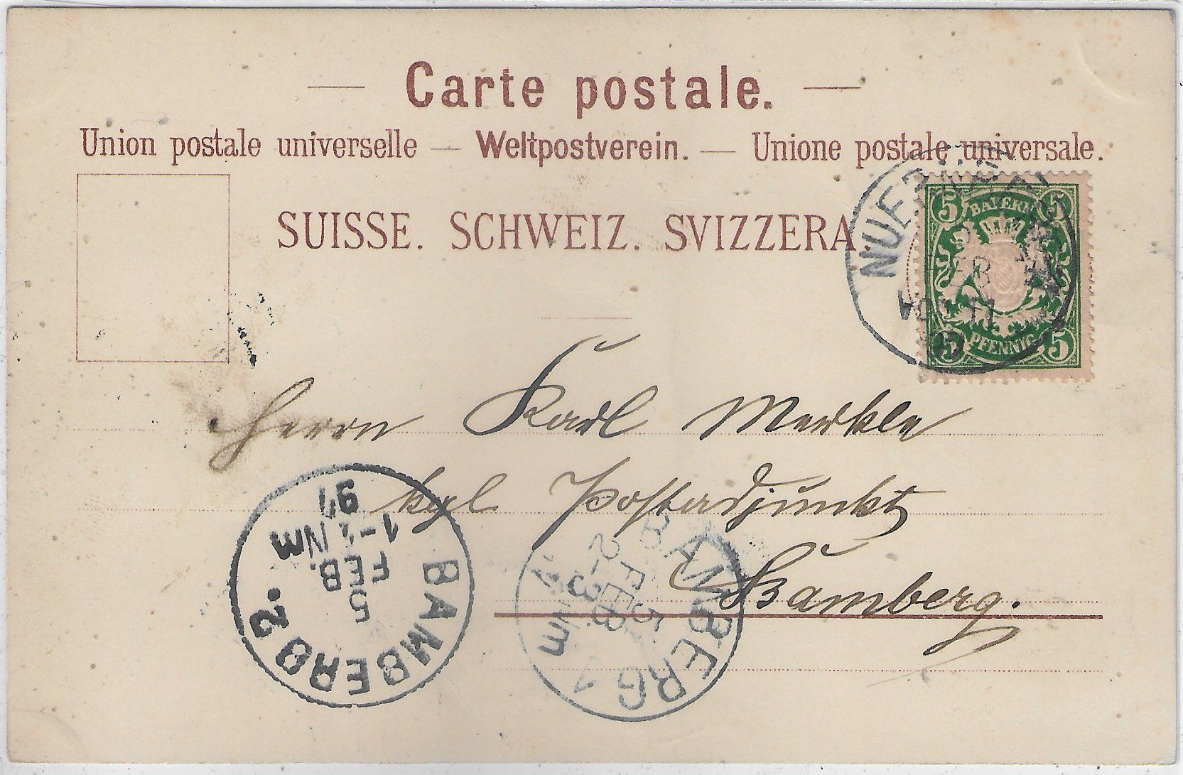 Ansichtskarten: Monte Generoso - Hotel et Pension - Litho 1897 – Gebraucht aus Ettingen von Kartenplanet 1