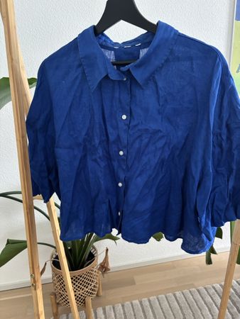 Damen Leinenbluse dunkelblau Gr. M