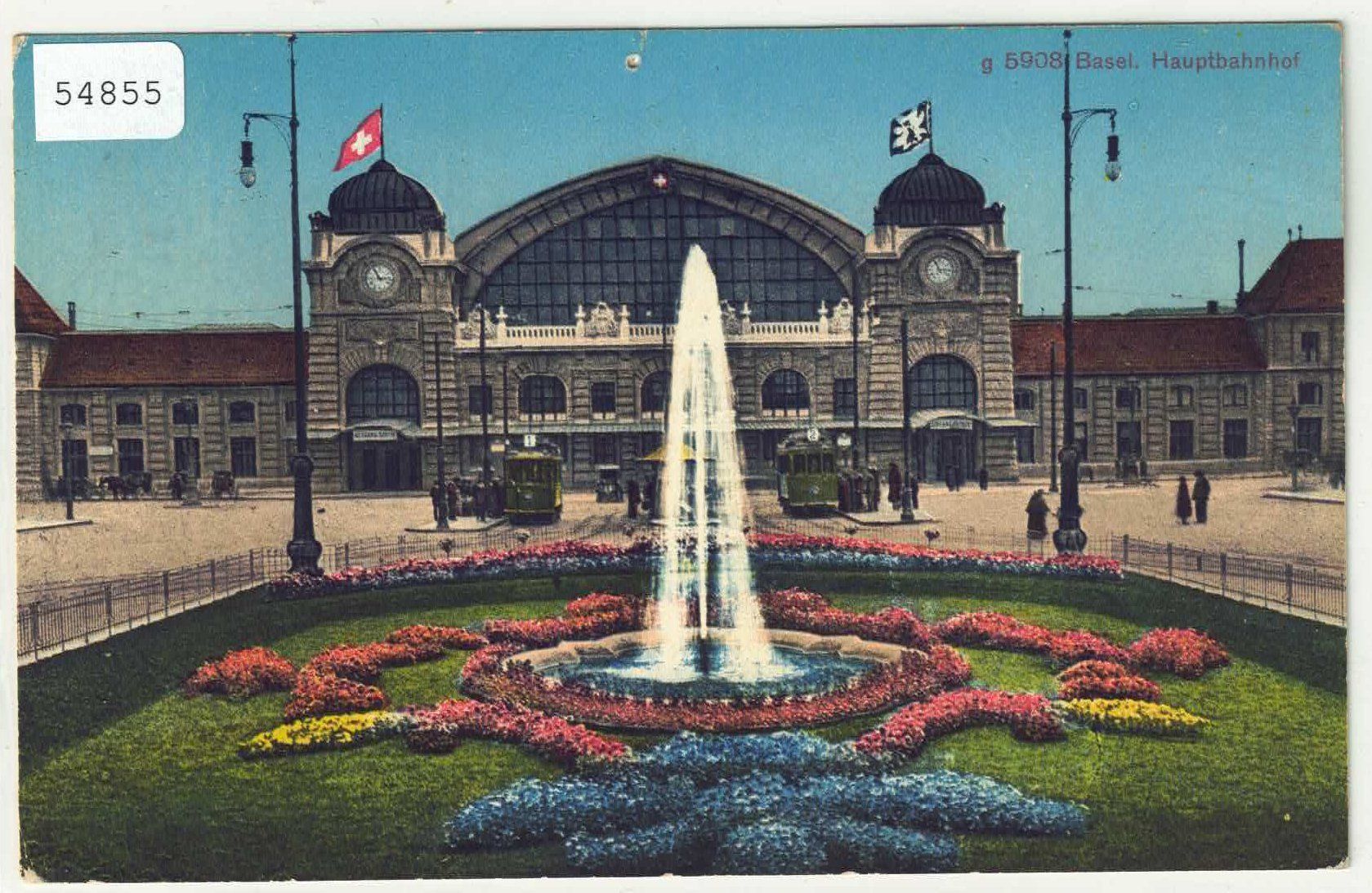 Cartoline postali: Basel - Hauptbahnhof mit Tram - Litho – Difettoso da Ettingen venduto da Kartenplanet