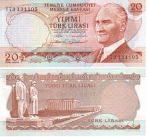 Türkei 20 lira 1983 unz bankfrisch
