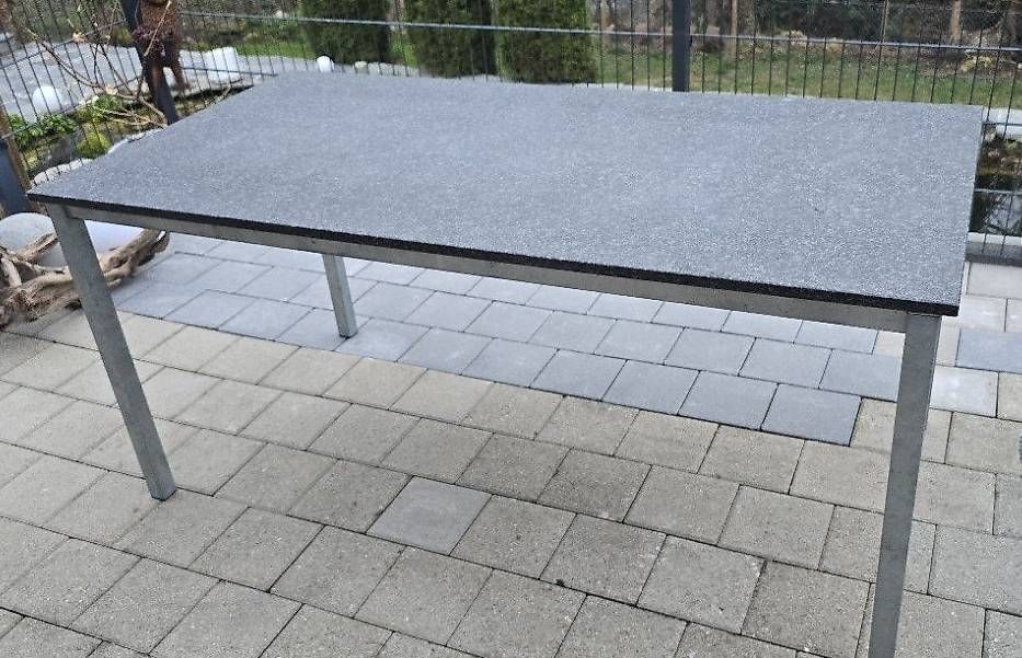 Gartentisch MASA 70x70cm Mit Steinplatte - Wetterfester Balkontisch Für 2 Personen