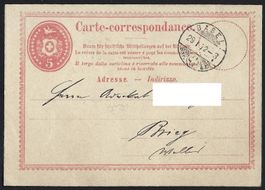 Postkarte Ganzsache gelaufen 1872