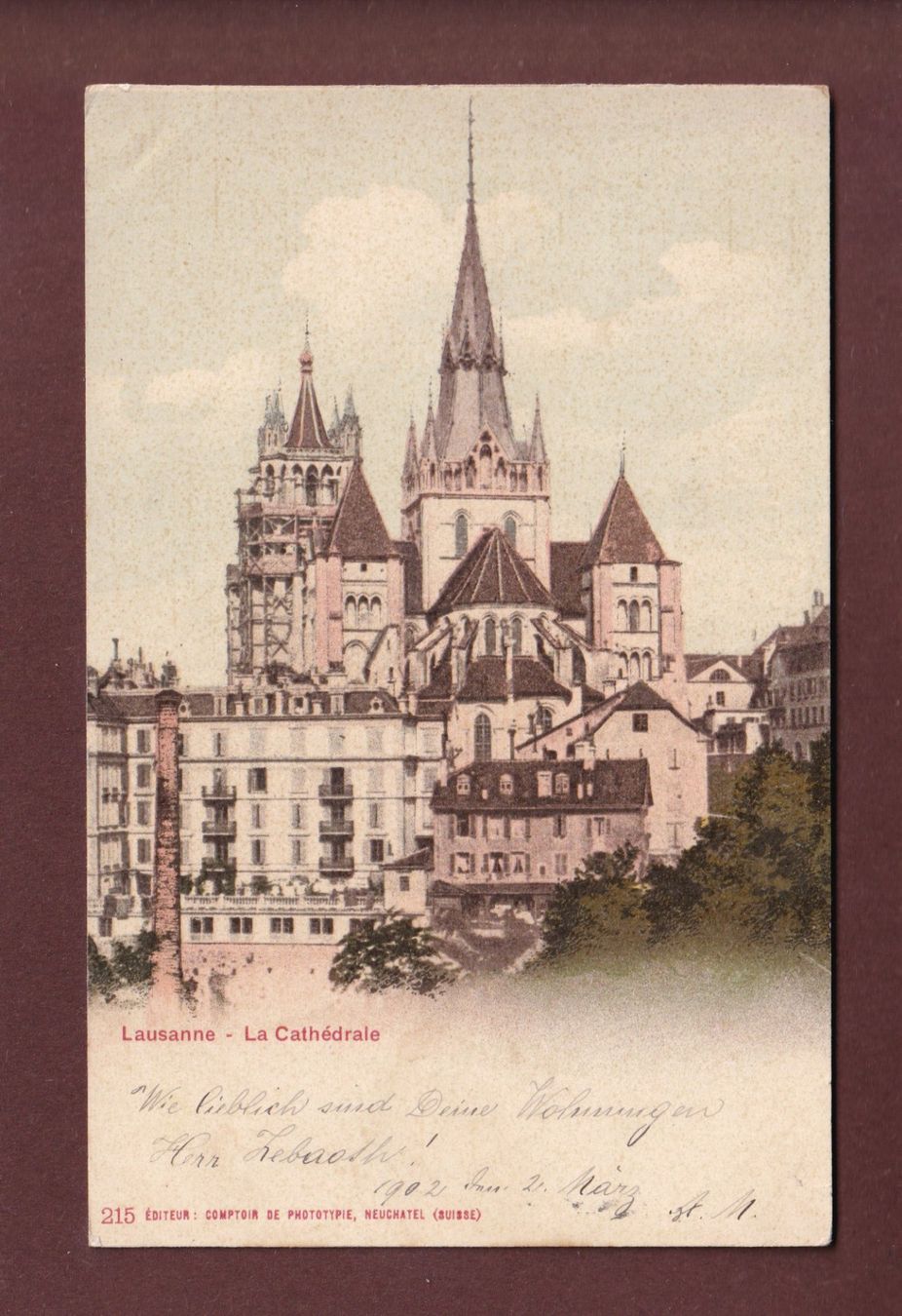 Ansichtskarten: LAUSANNE - La Cathédrale - 1902 CPN – Gebraucht aus Pully von nicecards