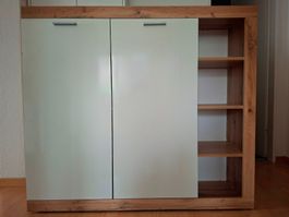 Sideboard Holzoptik mit weissen Fronten gebraucht