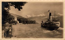 Oberhofen. Dampfschiff auf dem Thunersee
