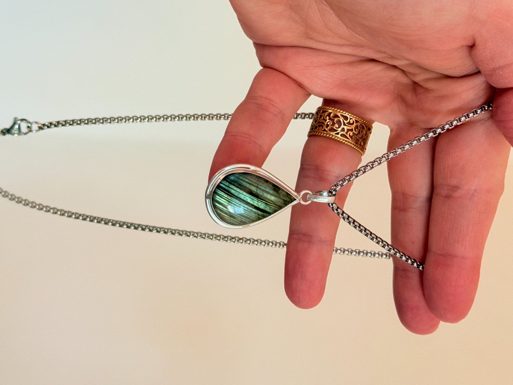 Catenine: Superbe collier Labradorite, neuf! – Nuovo e nell'imballaggio originale da Genève venduto da AGBERG 5