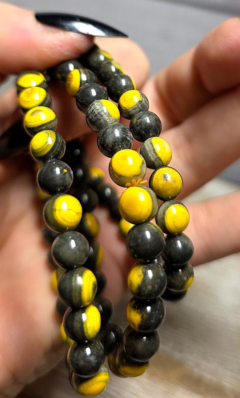 Minerali & Pietre curative: HQ Bumblebee-Jaspis Armband 7.3mm – Nuovo e nell'imballaggio originale da Matzingen venduto da Shay_Crystalz 1