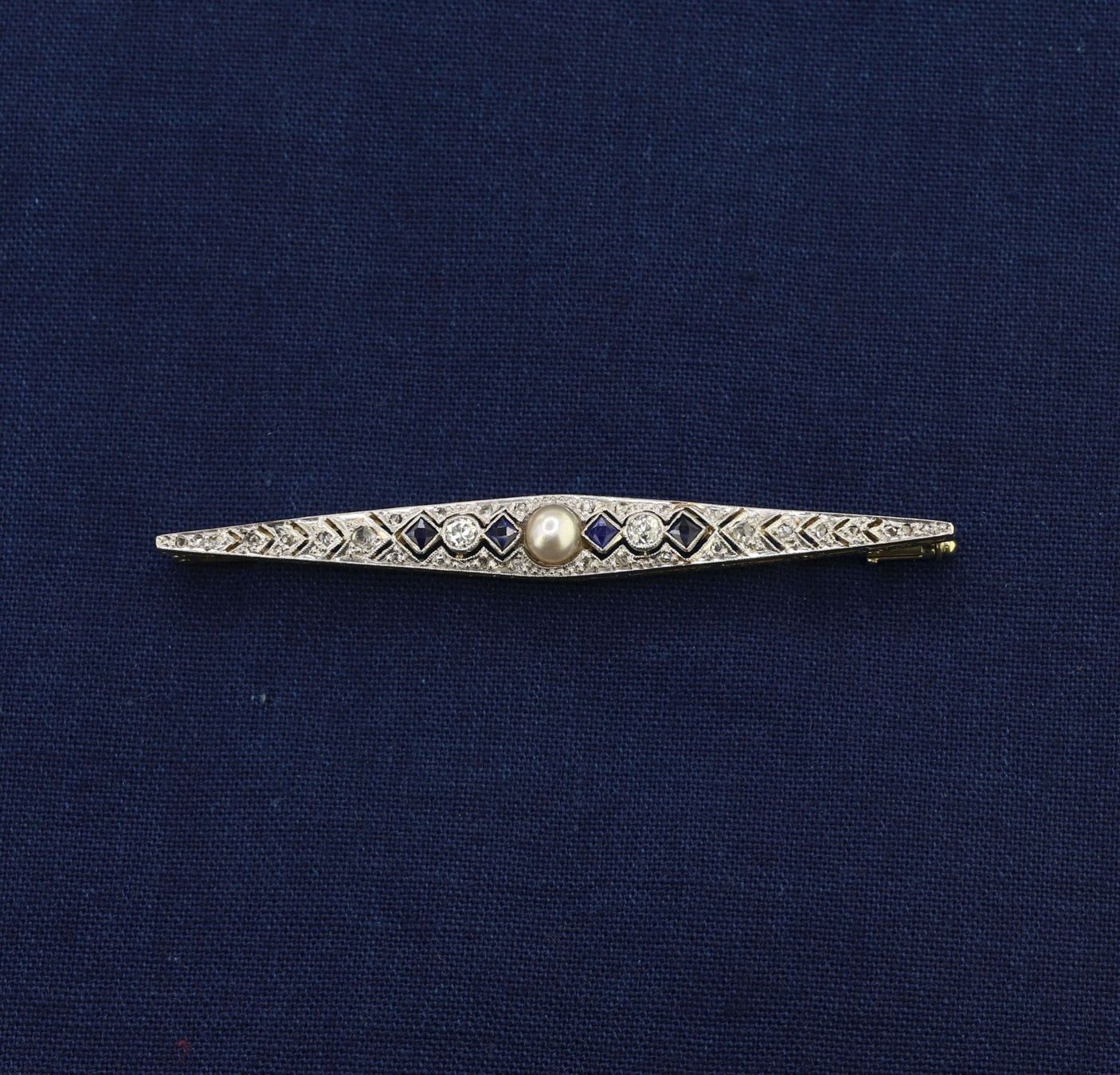 Spille & Fermagli: Saphir Diamant Stabbrosche – Usato da Zürich venduto da Vintage-Jewellery 1