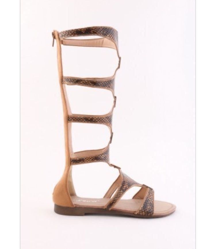 Scarpe da donna: Sandales montantes serpent camel – Nuovo e nell'imballaggio originale da Petit-Lancy venduto da mina222