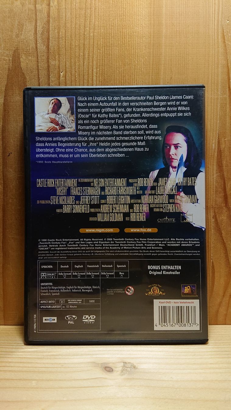 Tutti i DVDs: MISERY DVD mit James Caan – Usato da Wilderswil venduto da Exebub 1