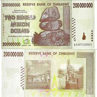 ZIMBABWE 200 000 000 $  (200 MILLIONS) 2008  (UNC)