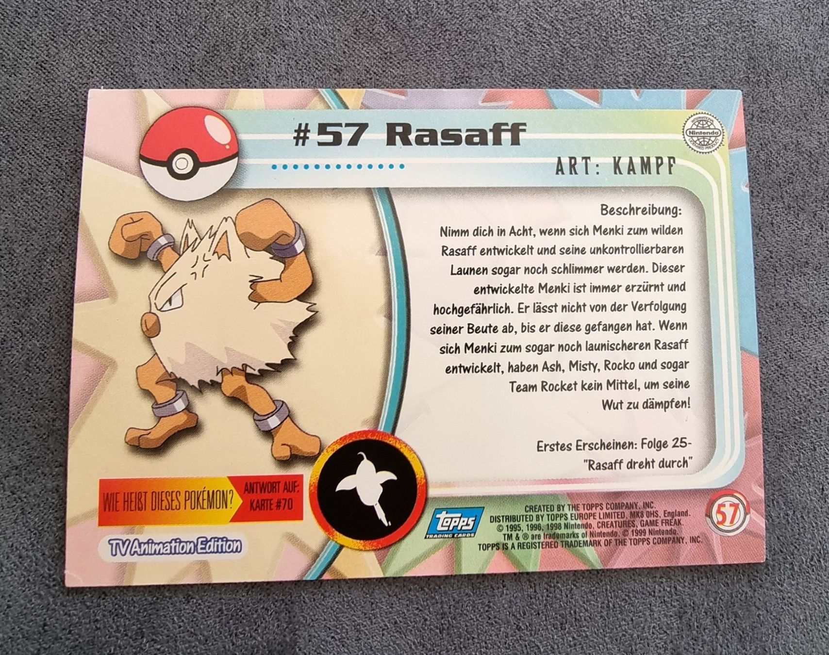 Pokémon Sammelbilder & Trading cards: Pokémon Topps Holo blau #57 Rasaff – Gebraucht aus Roggwil BE von S_Cards 3