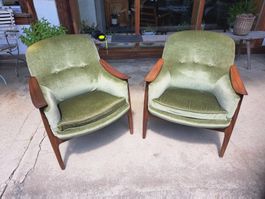 2 Vintage Sessel, Palisandergestell, 60er Jahre, design