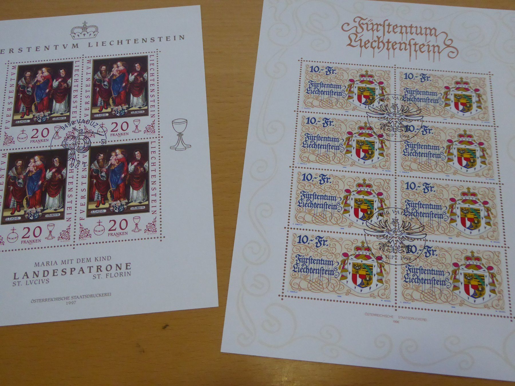 Alle Briefmarken: 4 Bögen Liechtenstein - Höchstwerte – Gebraucht aus Rothrist von swisstools 2