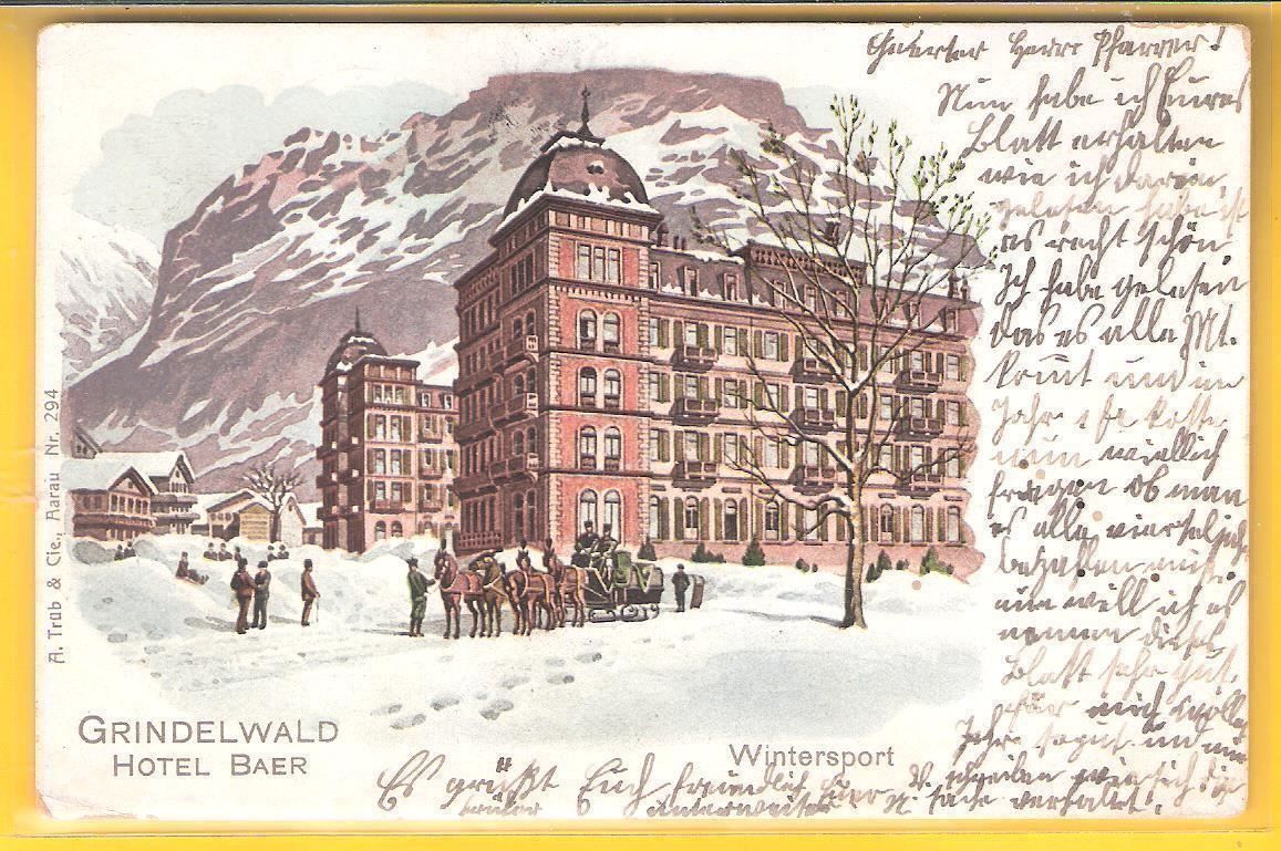 Ansichtskarten: 4.9.1910 Grindelwald Hotel BAER im Winter – Gebraucht aus Zürich von Hagliweg 1