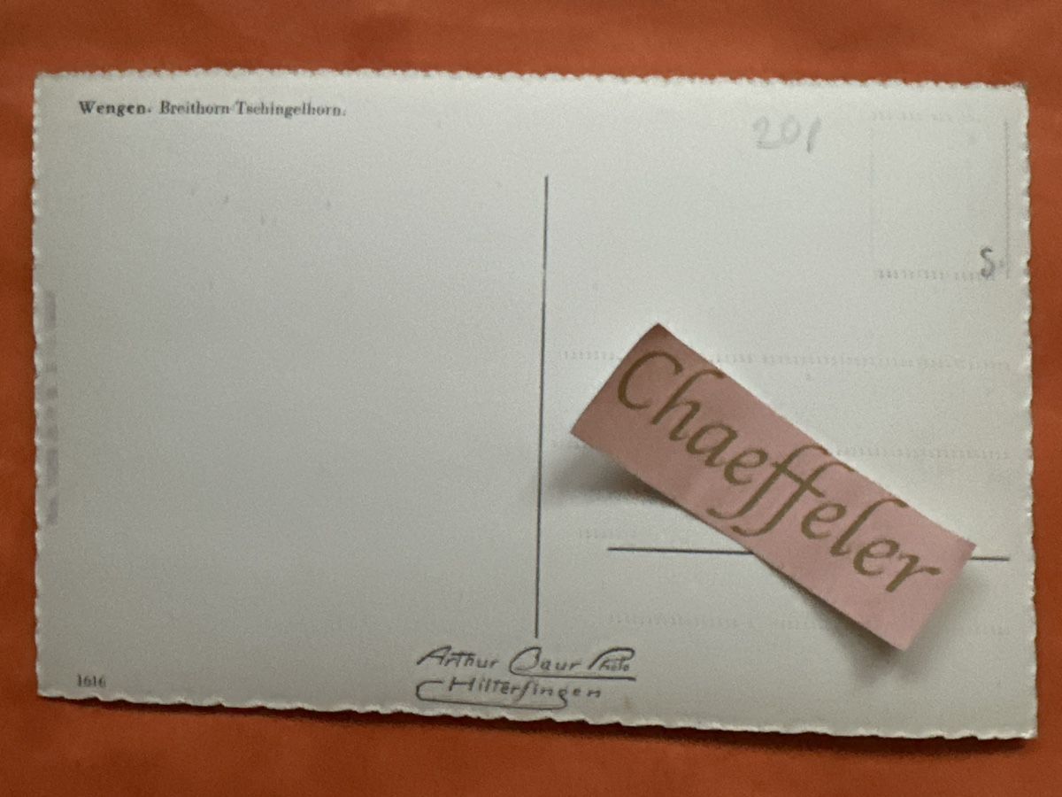 Cartoline postali: Wengen. Breithorn-Tschingelhorn – Usato da Zürich venduto da Chaeffeler 1