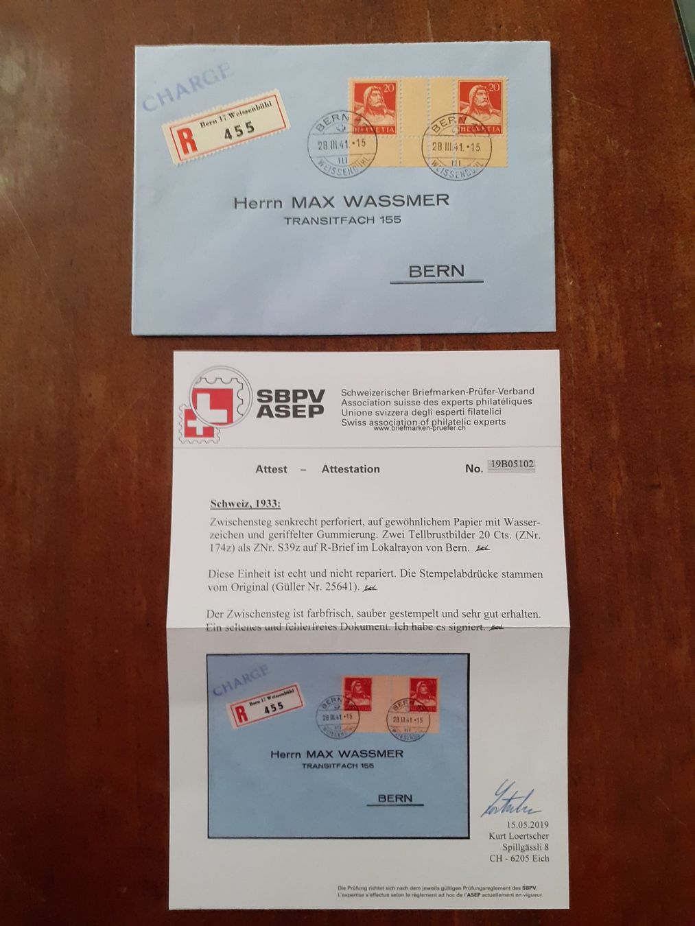 Tutti i francobolli: Zwischensteg S39z – Usato da Echichens venduto da Topfila