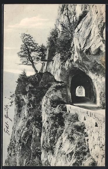 Cartoline postali: AK Merligen, Merligenstrasse, Tunnel – Usato da Berlin venduto da bartko-reher