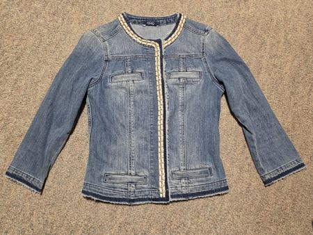 LIU JO JEANSJACKE MIT LEDERVERZIERUNG GR.38