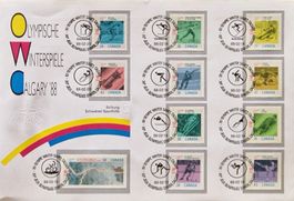 Olympische Winterspiele CALGARY '88 Sondermarken Briefumschl