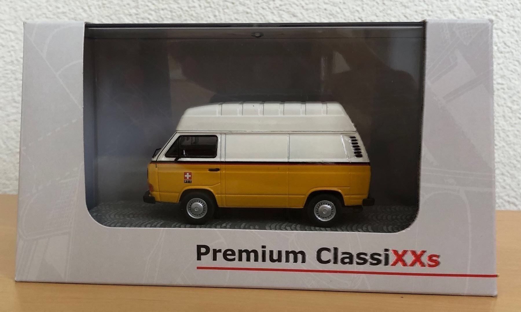 Volkswagen Modellautos: VW Bus T3 mit Hochdach PTT, 1:43 – Neu und originalverpackt aus Erlenbach im Simmental von Model_box 1