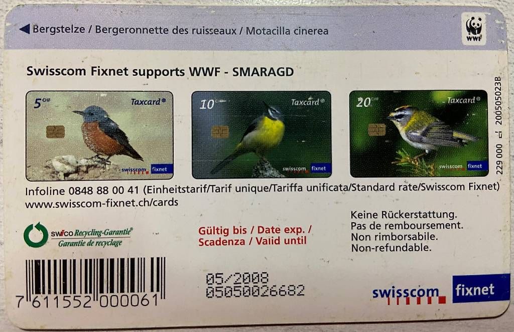 Schede telefoniche: Taxcard Swisscom - WWF Uccelli – Usato da Mendrisio venduto da Kirilippi 1