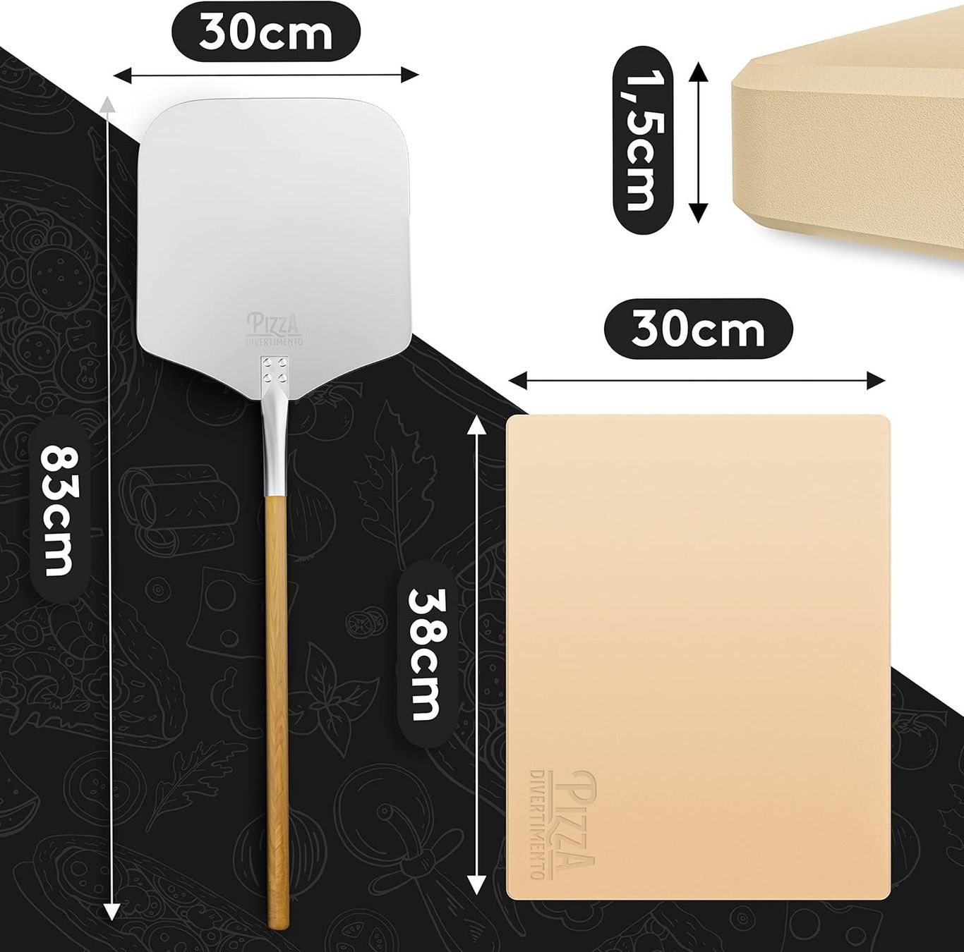 Elettrodomestici da cucina: Pizzastein Set mit Pizzaschieber für Backofen – Nuovo e nell'imballaggio originale da Herisau venduto da Senn24 1
