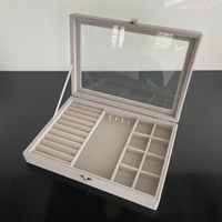 Schmuckkasten grau mit Glasdeckel neuwertig