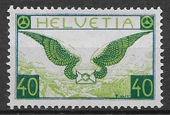 Tutti i francobolli: 1929; Flugpostmarken 40 Rp. Nr.F15 ** – Usato da Walperswil venduto da Tcheidi